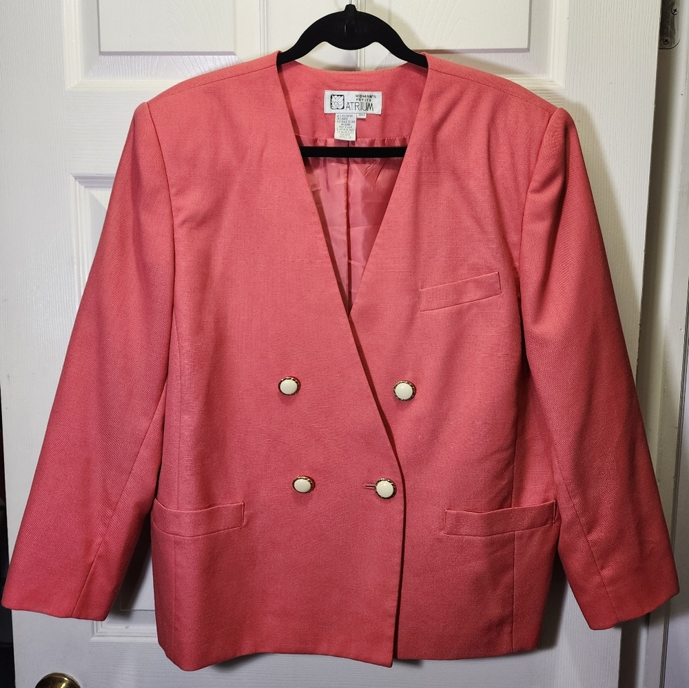 Vintage Atrium Women Petite Salmon Double Breast Blazer 20WP